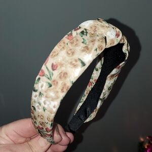 New handmade floral boutique top knot flexible wide headband